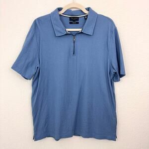 Ted Baker Mens Zarkes Ribbed Polo Shirt Size L 100% Cotton Classic Blue